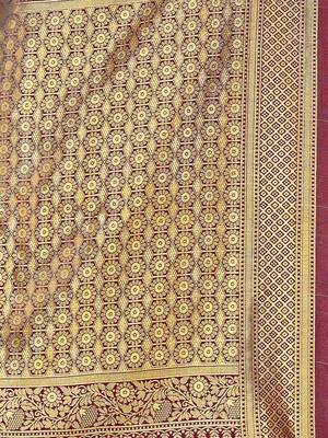 Mehrang Red Woven Banarasi Silk Saree with Blouse 5