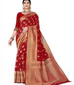 Mehrang Red Woven Banarasi Silk Saree with Blouse