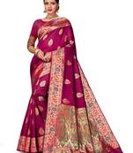 Mehrang Purple Woven Banarasi Silk Saree with Blouse