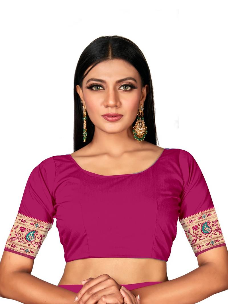 Mehrang Purple Woven Banarasi Silk Saree with Blouse