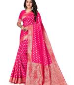Mehrang Pink Woven Banarasi Silk Saree with Blouse