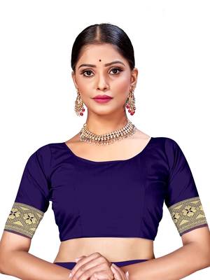 Mehrang Blue Woven Banarasi Silk Saree with Blouse 5
