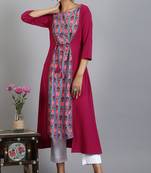 Magenta printed crepe ethnic-kurtis
