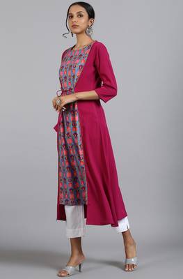 Magenta printed crepe ethnic-kurtis 3