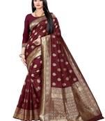 Mehrang Maroon Woven Banarasi Silk Saree with Blouse