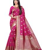 Mehrang Pink Woven Banarasi Silk Saree with Blouse