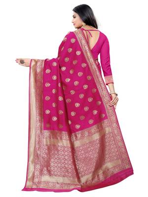 Mehrang Pink Woven Banarasi Silk Saree with Blouse 2
