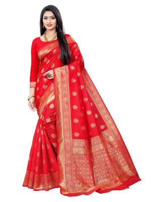 Mehrang Pink Woven Banarasi Silk Saree with Blouse 1