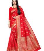 Mehrang Pink Woven Banarasi Silk Saree with Blouse