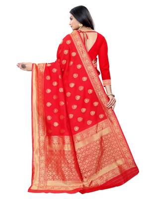 Mehrang Pink Woven Banarasi Silk Saree with Blouse 2