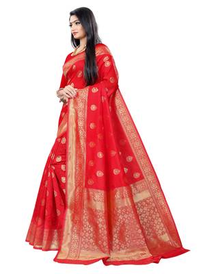Mehrang Pink Woven Banarasi Silk Saree with Blouse 3