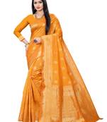 Mehrang Yellow Woven Banarasi Silk Saree with Blouse