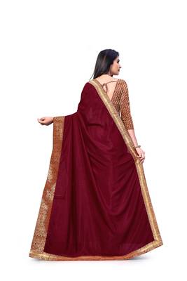 Mehrang Maroon Vichitra Silk Saree with Blouse 4