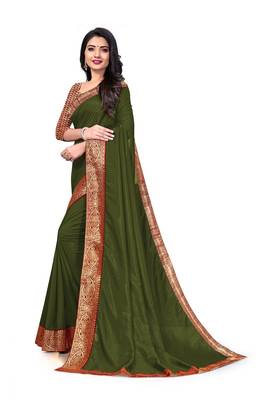 Mehrang Mehendi Vichitra Silk Saree with Blouse 2