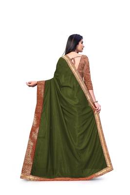 Mehrang Mehendi Vichitra Silk Saree with Blouse 4