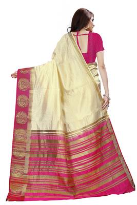Golden woven  kanjivaram silk saree with blouse 3