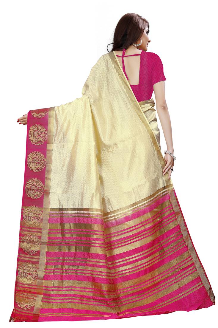 Golden woven  kanjivaram silk saree with blouse