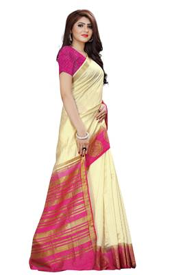 Golden woven  kanjivaram silk saree with blouse 4