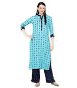 Blue printed rayon salwar