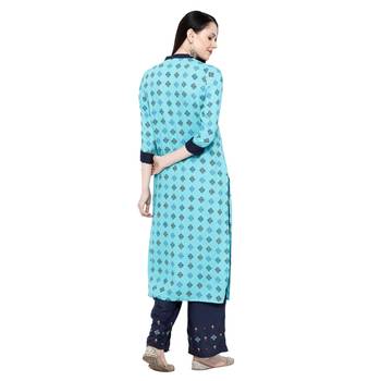 Blue printed rayon salwar 2