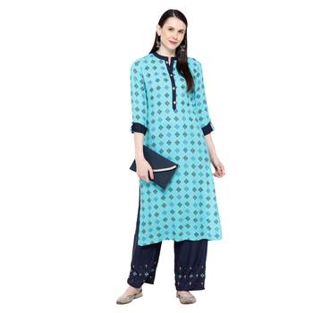 Blue printed rayon salwar 4