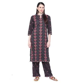 Grey embroidered rayon salwar 1