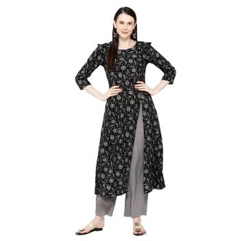 Black printed rayon salwar 1