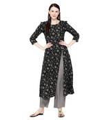 Black printed rayon salwar