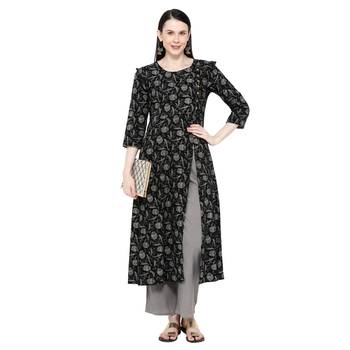 Black printed rayon salwar 4