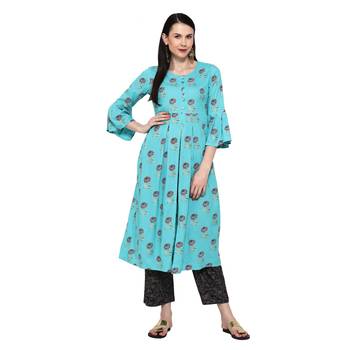 Blue printed rayon salwar 1