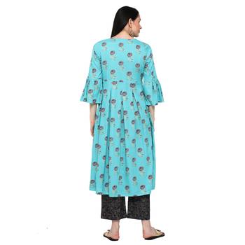 Blue printed rayon salwar 2