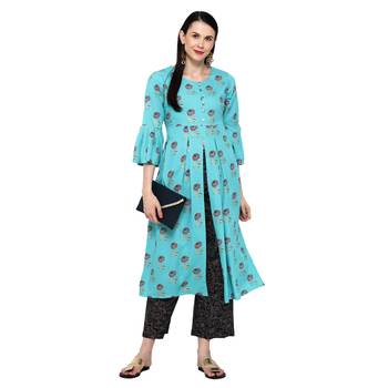 Blue printed rayon salwar 4