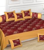 Ridan Cotton Golden Print Diwan Set With One Bed Sheet Two Bolster Cover And Five Cushion Cover