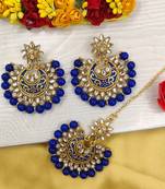 Blue pearl maang-tikka