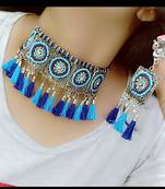 Blue crystal chokers