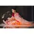 Stunning resham silk jamdani saree in peach with all over multi colour floral work