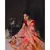 Stunning resham silk jamdani saree in peach with all over multi colour floral work