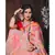 Stunning resham silk jamdani saree in peach with all over multi colour floral work