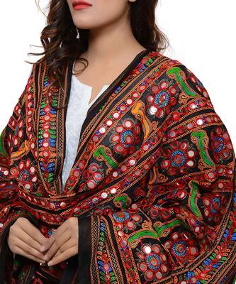 Hand embroidered kutch work designer multicolour dupatta 1