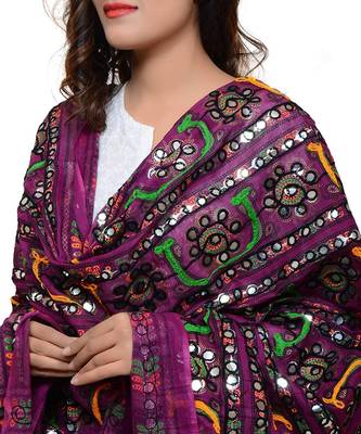 Hand embroidered kutch work designer multicolour dupatta 1