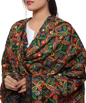 Hand embroidered kutch work designer multicolour dupatta 1