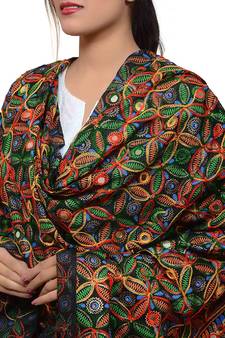 Hand embroidered kutch work designer multicolour dupatta