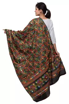 Hand embroidered kutch work designer multicolour dupatta