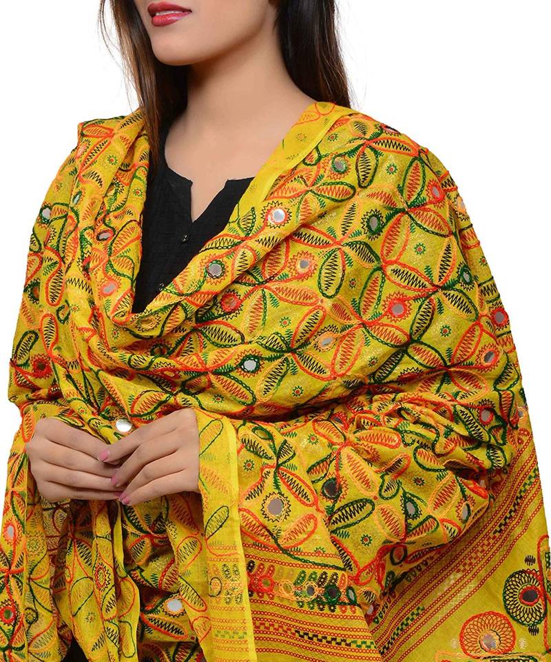Hand embroidered kutch work designer multicolour dupatta