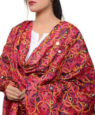 Hand embroidered kutch work designer multicolour dupatta 1