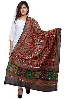 Hand embroidered kutch work designer multicolour dupatta