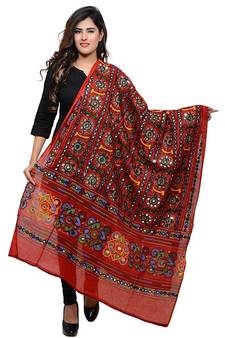 Hand embroidered kutch work designer multicolour dupatta