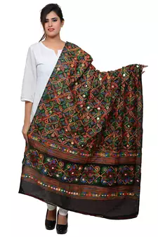 Hand embroidered kutch work designer multicolour dupatta
