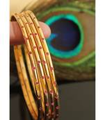 Beautiful Gold Tone Cz Ruby Set Of 4 Bangles Dj28226