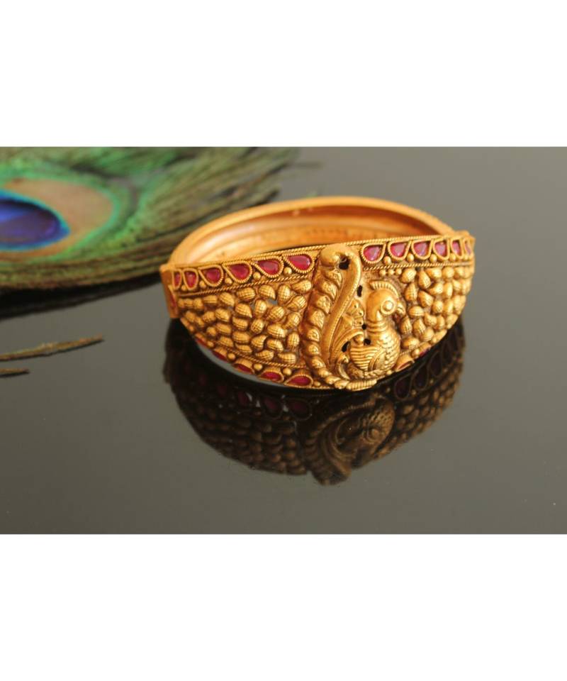 Gorgeous Matte Finish Pink Peacock Designer Kada/Bangle Dj28097
